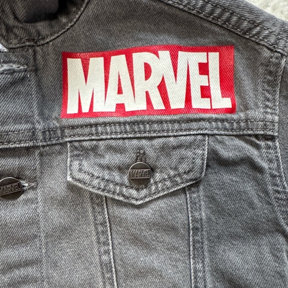 Marvel Kids Black Graphic Denim Jacket Size 4 - Picture 6 of 7